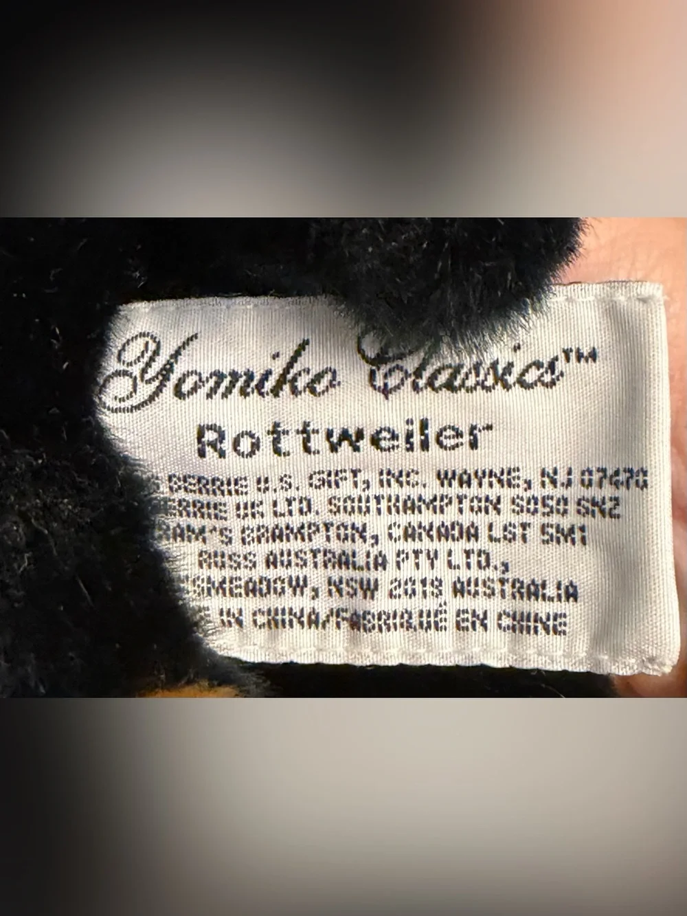 Yomiko Classics Rottweiler Plush Dog